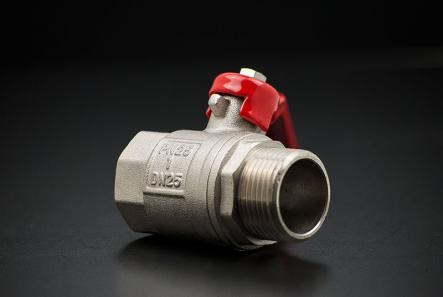 Brass Ball Valve with red Steelhandle - 1 inch / IG x AG
