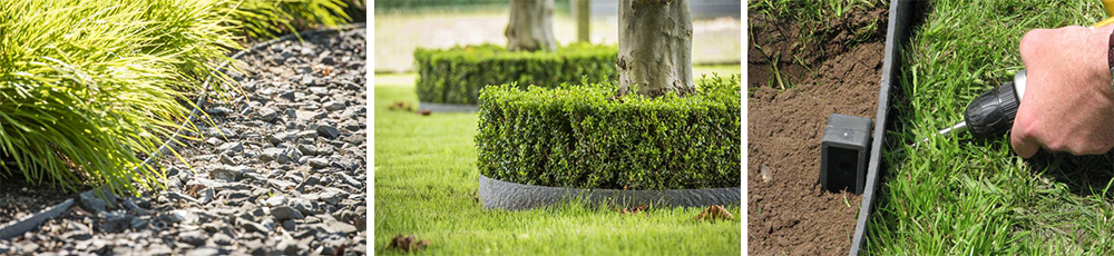 Ecolat Grau 14cm Höhe Teichrandband Rasenmähkante Beeteinfassung