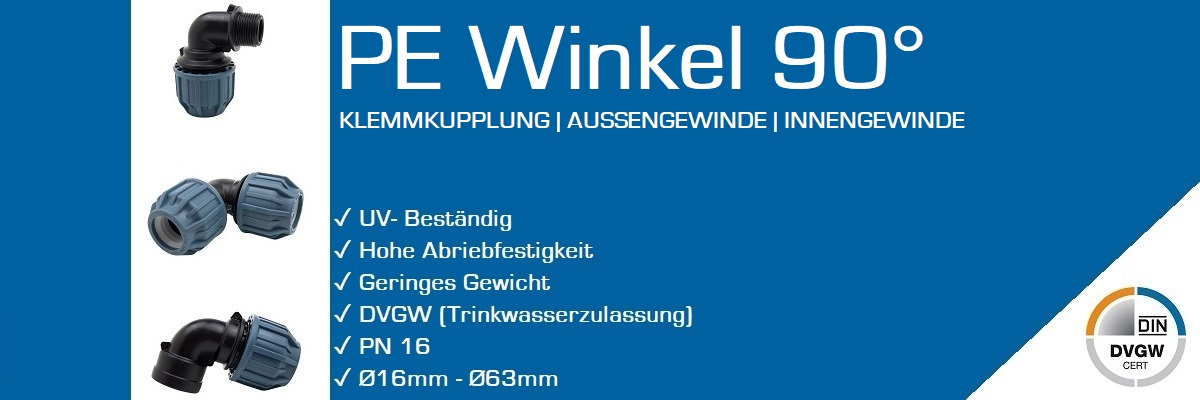 PE Klemmverbinder Winkel 90 Grad
