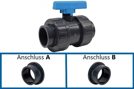 PVC Kugelhahn Klebemuffe x Klebemuffe