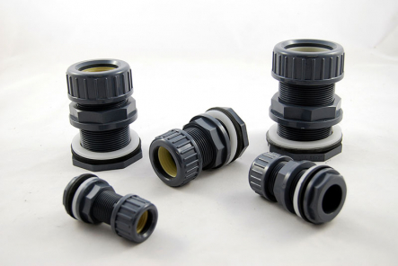 PVC Tank clamping connector - für 25mm Rohr / Klemmverbinder (Lochbohrung 33,5-34mm)