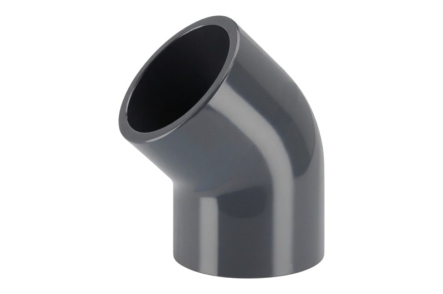 Preview: PVC Winkel 45 Grad 50mm Klebemuffe