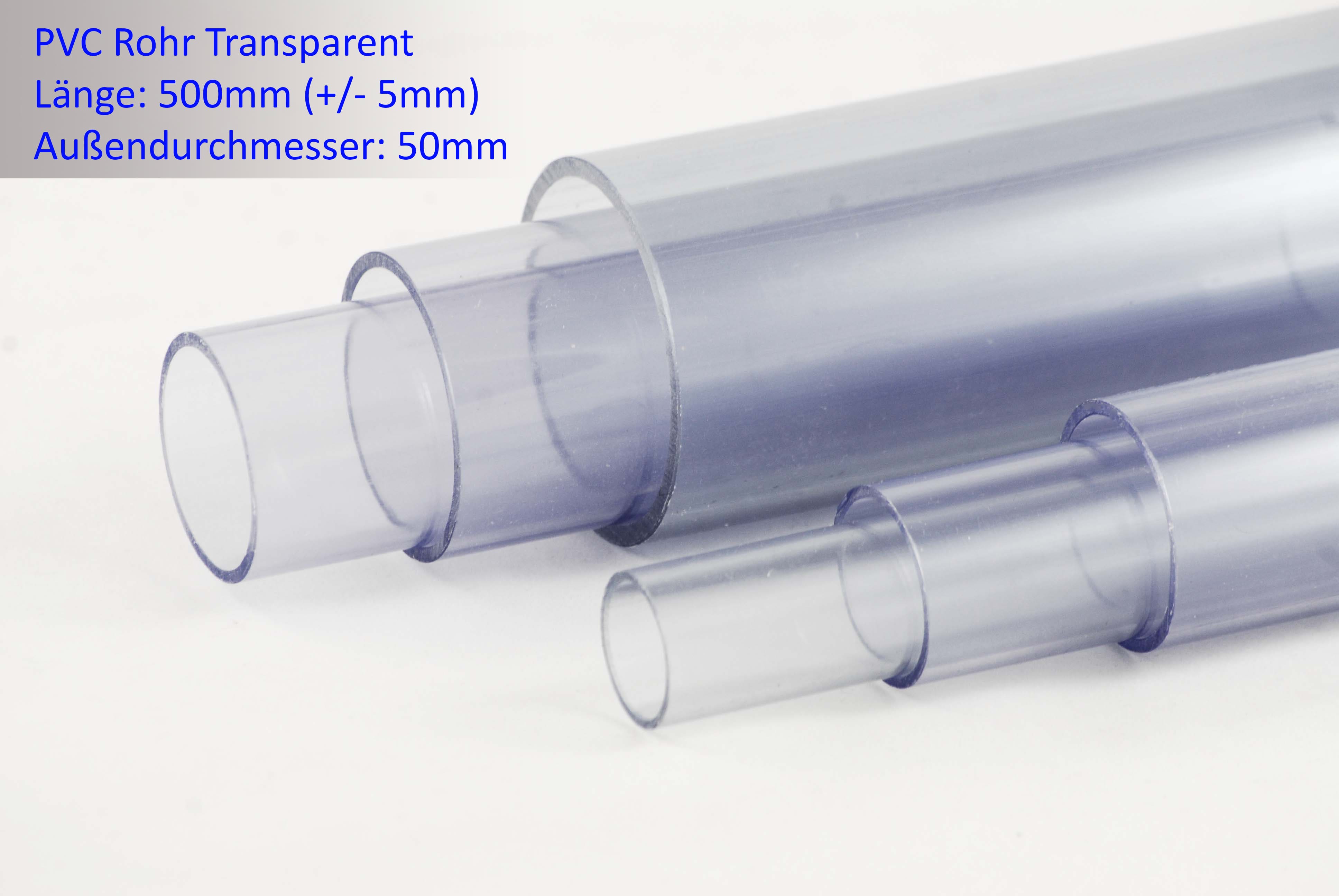 GWT Versandhandel PVC  Rohr Transparent 50mm   x 2 4mm 