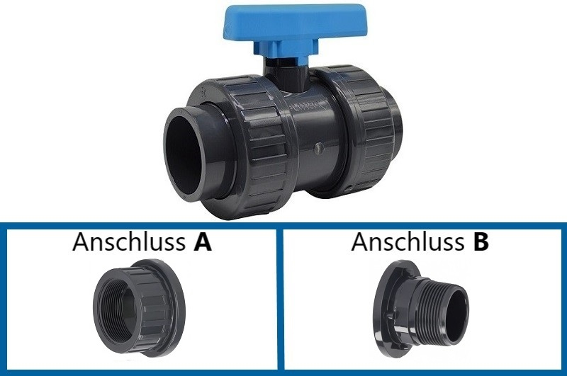 PVC Kugelhahn Innengewinde x Aussengewinde
