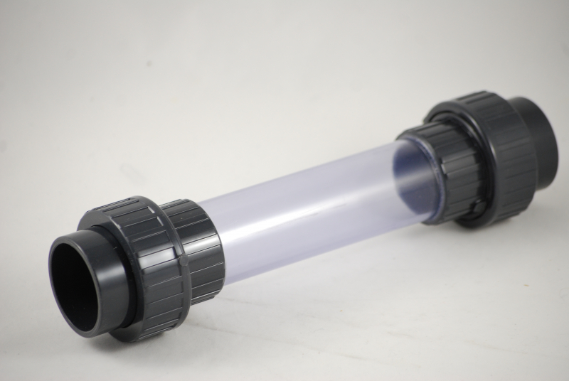 Grey Pressure PVC Sight Glass With Demountable Socket Unions 