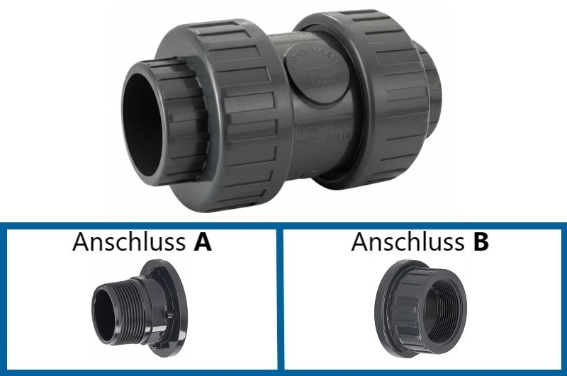 PVC Ruckschlagventil Plimat Grau