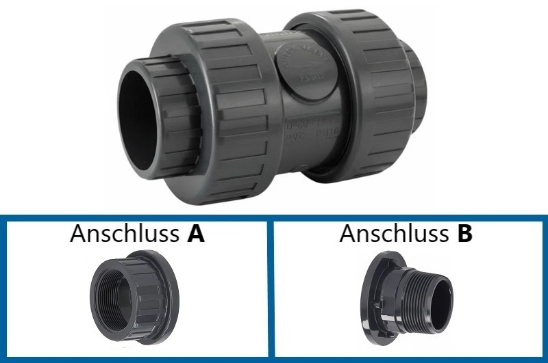 PVC Ruckschlagventil Plimat Grau